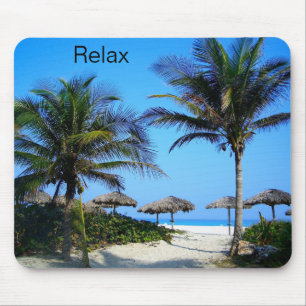 Sandy Beach With Palm Trees and An Ocean View Mous Mouse Mat