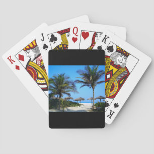Sandy Beach With Palm Trees and An Ocean View Playing Cards