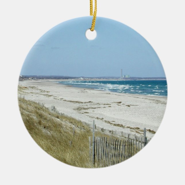 Sandy Beach with Waves Ceramic Tree Decoration (Front)