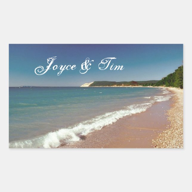 Sandy Beach with waves Rectangular Sticker (Front)