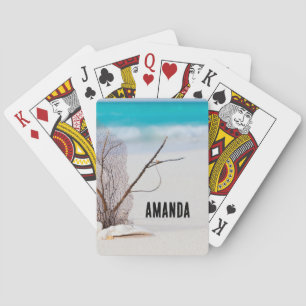 Sandy Beach with White Seashells Playing Cards