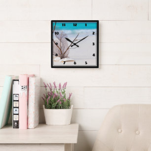Sandy Beach with White Seashells Square Wall Clock