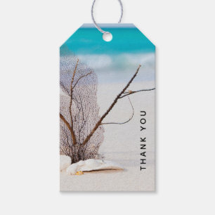 Sandy Beach with White Seashells Thank You Gift Tags