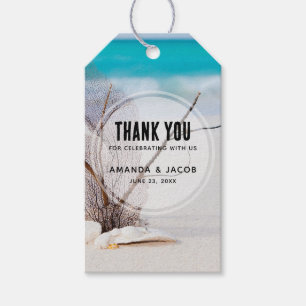 Sandy Beach with White Seashells Wedding Gift Tags