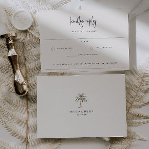 Sandy Beige Beach Wedding Allergy Note RSVP Card