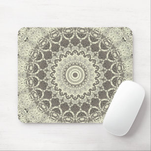 Sandy Beige Boho Beach Mandala Pattern Mouse Mat