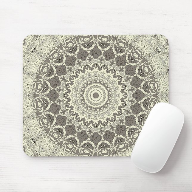 Sandy Beige Boho Beach Mandala Pattern Mouse Mat (With Mouse)