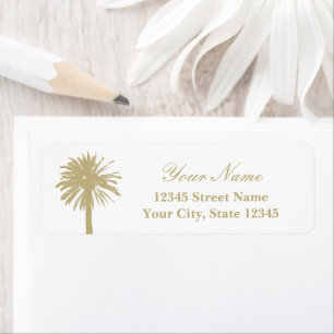 Sandy beige palm tree logo beach wedding address