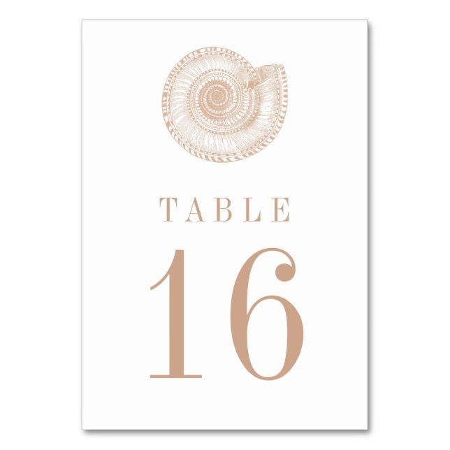 Sandy Beige Tan Sea Shell Table Number Card (Back)