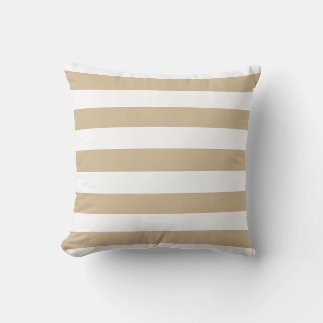 Sandy Brown Nautical Stripes Outdoor Pillows (Front)