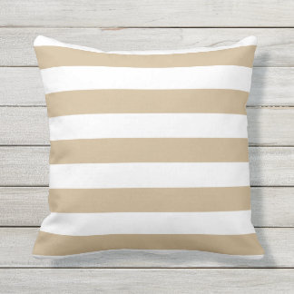 Sandy Brown Nautical Stripes Outdoor Pillows