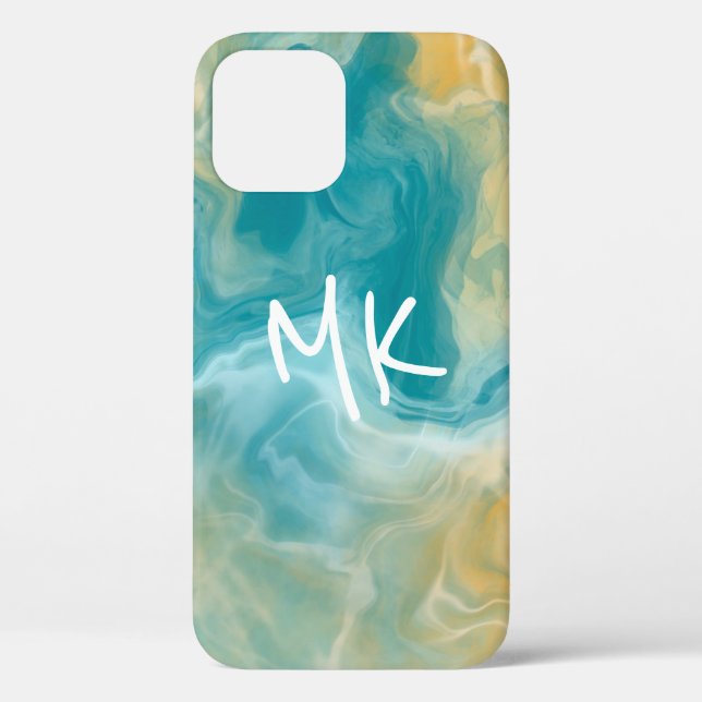 Sandy Brown Ocean Blue Fluid Art   Case-Mate iPhone Case (Back)