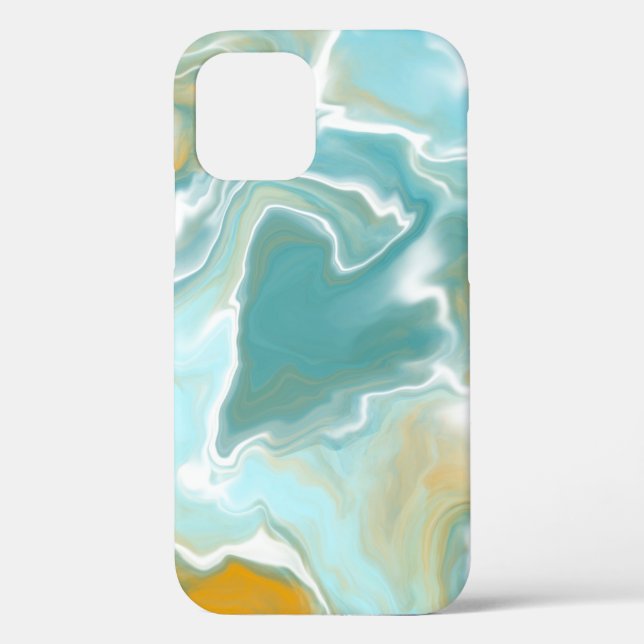 Sandy Brown Ocean Blue Marble Fluid Art   Case-Mate iPhone Case (Back)