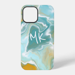Sandy Brown Ocean Blue Marble Fluid Art iPhone 12 Pro Case
