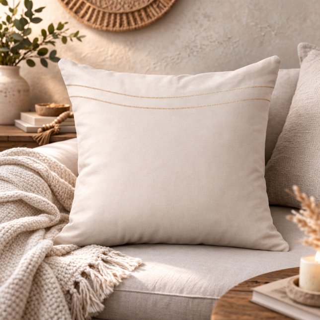 Sandy Champagne Waves Throw Pillow (Sandy gray with champagne ripples for refined coastal living spaces)