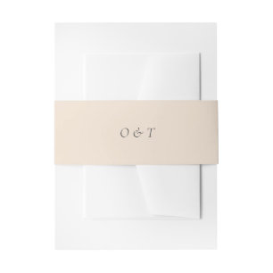 Sandy Coastal Beach Classy Beige Monograms Wedding Invitation Belly Band