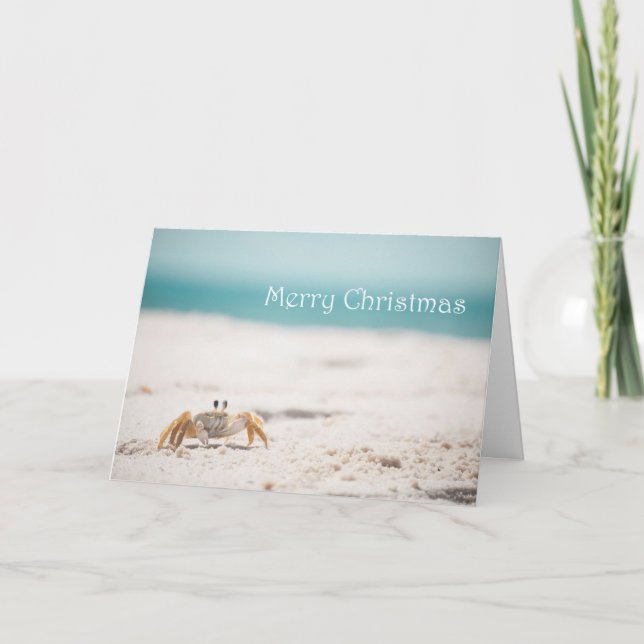 Sandy Crab Christmas Holiday Card (Front)
