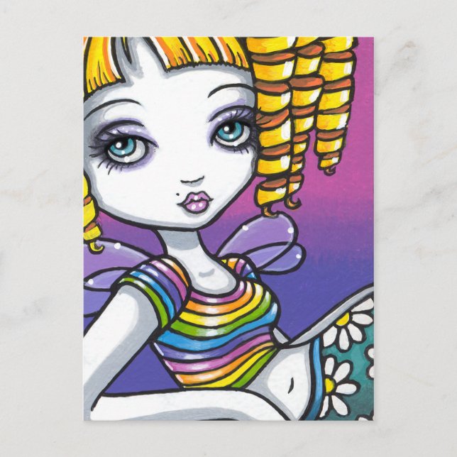 "Sandy" Cute Rainbow Fairy Art Postcard (Front)