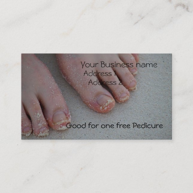 sandy feet, business card (Front)