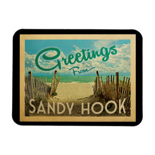 Sandy Hook Beach Vintage Travel Magnet