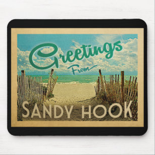 Sandy Hook Beach Vintage Travel Mouse Mat