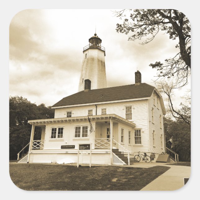 Sandy Hook Lighthouse Square Sticker (Front)