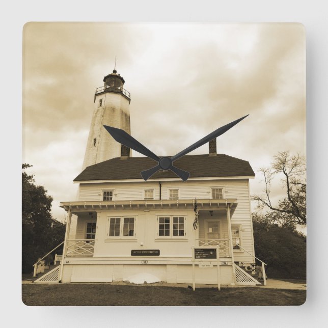 Sandy Hook Lighthouse Square Wall Clock (Front)