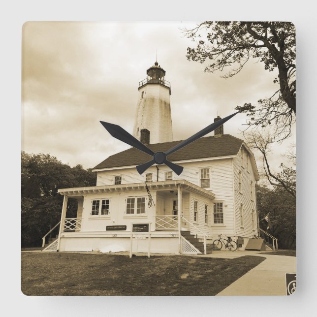 Sandy Hook Lighthouse Square Wall Clock (Front)