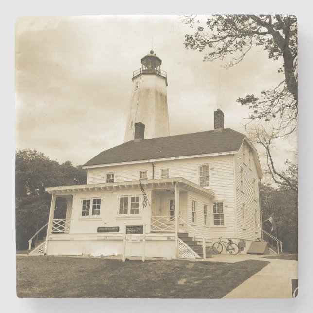 Sandy Hook Lighthouse Stone Coaster (Front)