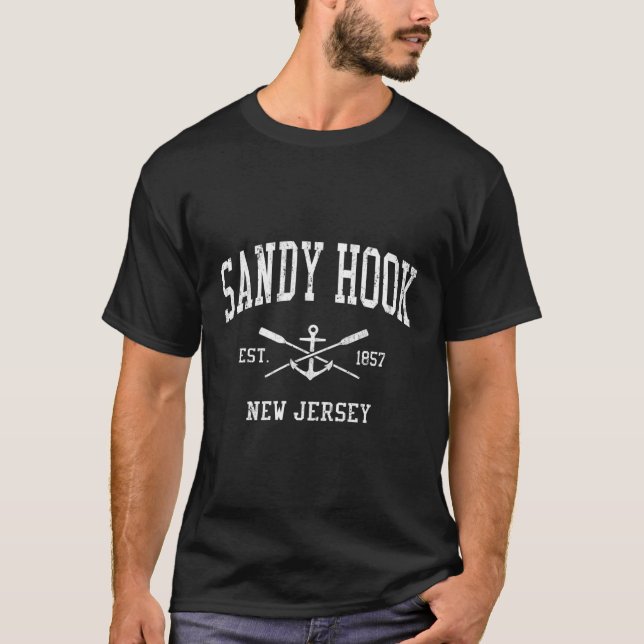 Sandy Hook Nj Crossed Oars Boat Anchor Sports T-Shirt (Front)