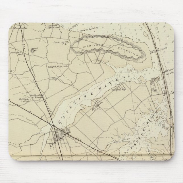 Sandy Hook to Shark River Coast Chart Map Mouse Mat (Front)