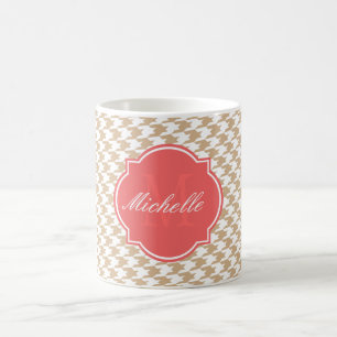Sandy Houndstooth Monogram Mug