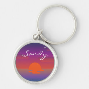 Sandy Name Keychain custom name personalize sunset