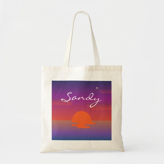 Sandy Name Tote Bag custom name personalize sunset (Front)