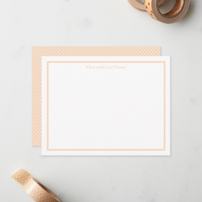 Sandy Pale Peach and White Polka Dot Note Cards (Front/Back In Situ)