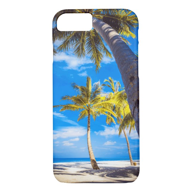Sandy Palm Tree Beach Boat Case-Mate iPhone Case (Back)