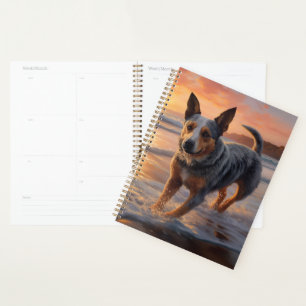 Sandy Paws Australian Cattle Dog on Beach Sunset Planner