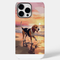 Sandy Paws Beagle Dog on Beach Sunset