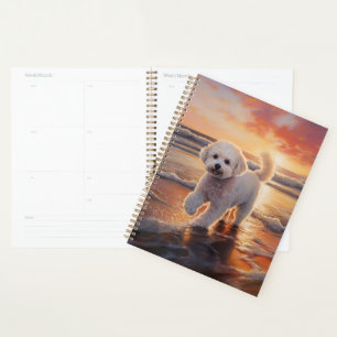 Sandy Paws Bichon Frise Dog on Beach Sunset  Planner
