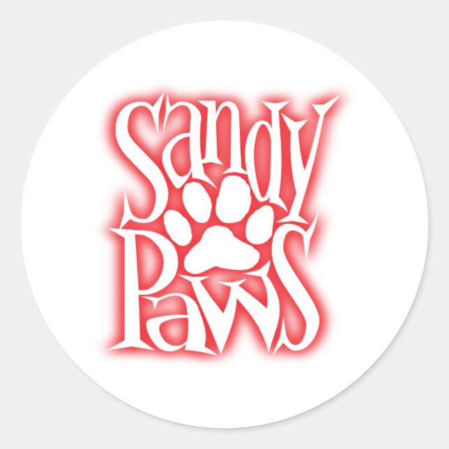 sandy paws classic round sticker (Front)