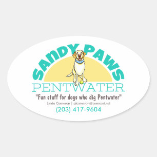 Sandy Paws Pet Business Logo Oval Sticker