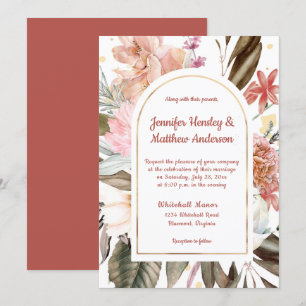 Sandy Peach Terracotta Gold Rustic Wedding I  Invitation
