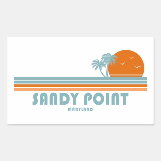 Sandy Point State Park Maryland Sun Palm Trees Rectangular Sticker (Front)