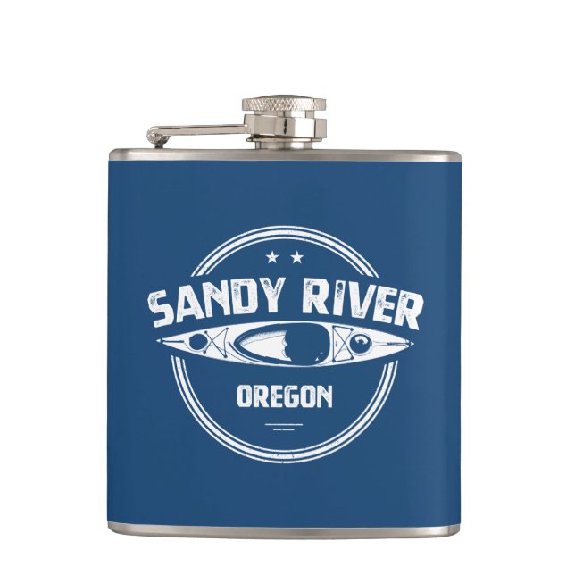 Sandy River Oregon Kayaking Hip Flask (Front)