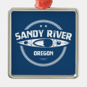 Sandy River Oregon Kayaking Metal Tree Decoration