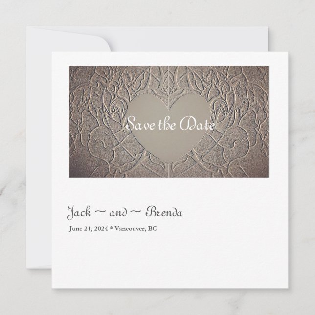 Sandy Rose with Heart Save The Date (Front)