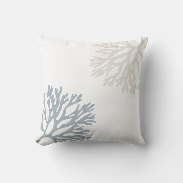 Sandy Sea Coral Silhouettes Cushion (Front)