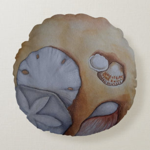 Sandy Seashells Round Cushion