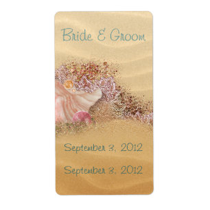 Sandy Shore Beach Wedding Wine Label
