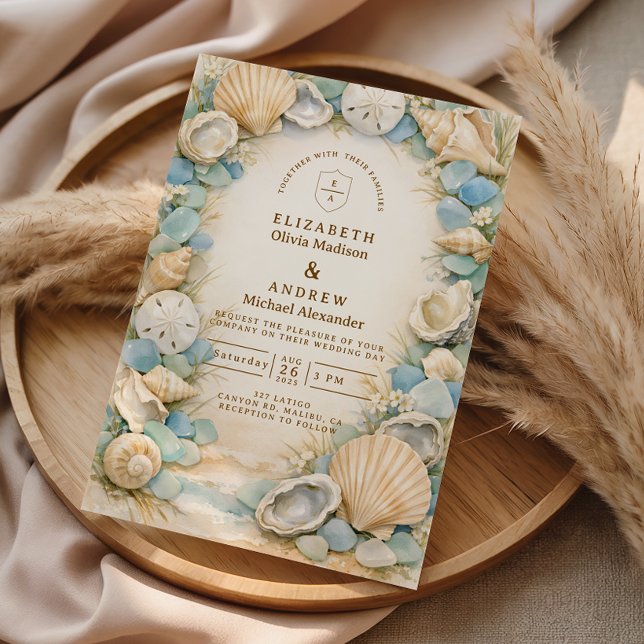Sandy Shore Seashell Wedding Invitation (Creator Uploaded)
